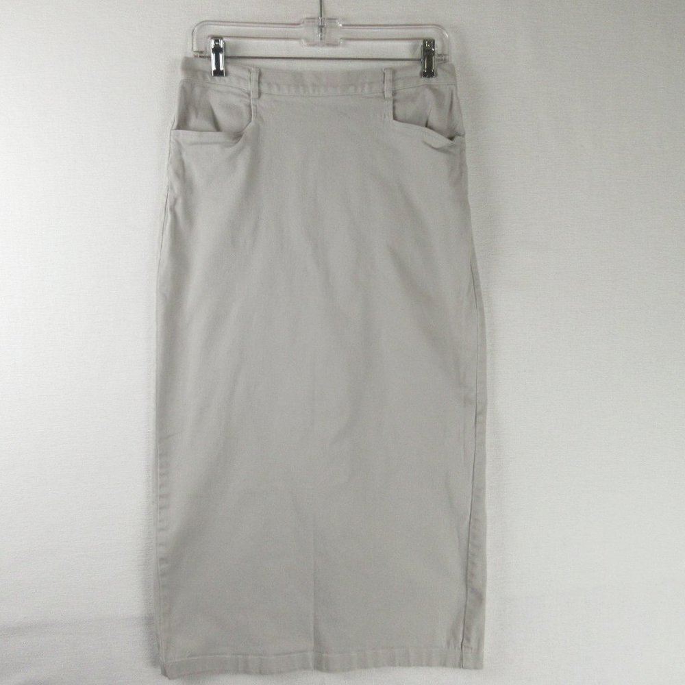 Westbound Classic Maxi Khaki Skirt Size 8 Kick Vent - Picture 2 of 12